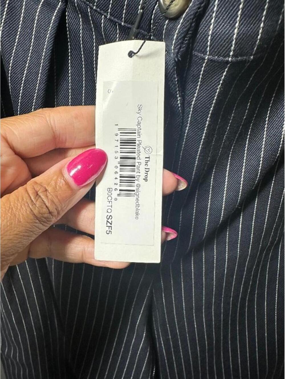signedblake x The Drop Sky Captain Pinstripe Pleated Pants Small NWT - Picture 3 of 4